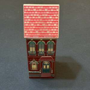 The Silver Crane Company Red Christmas Townhouse Tin for Speculoos House Cookies